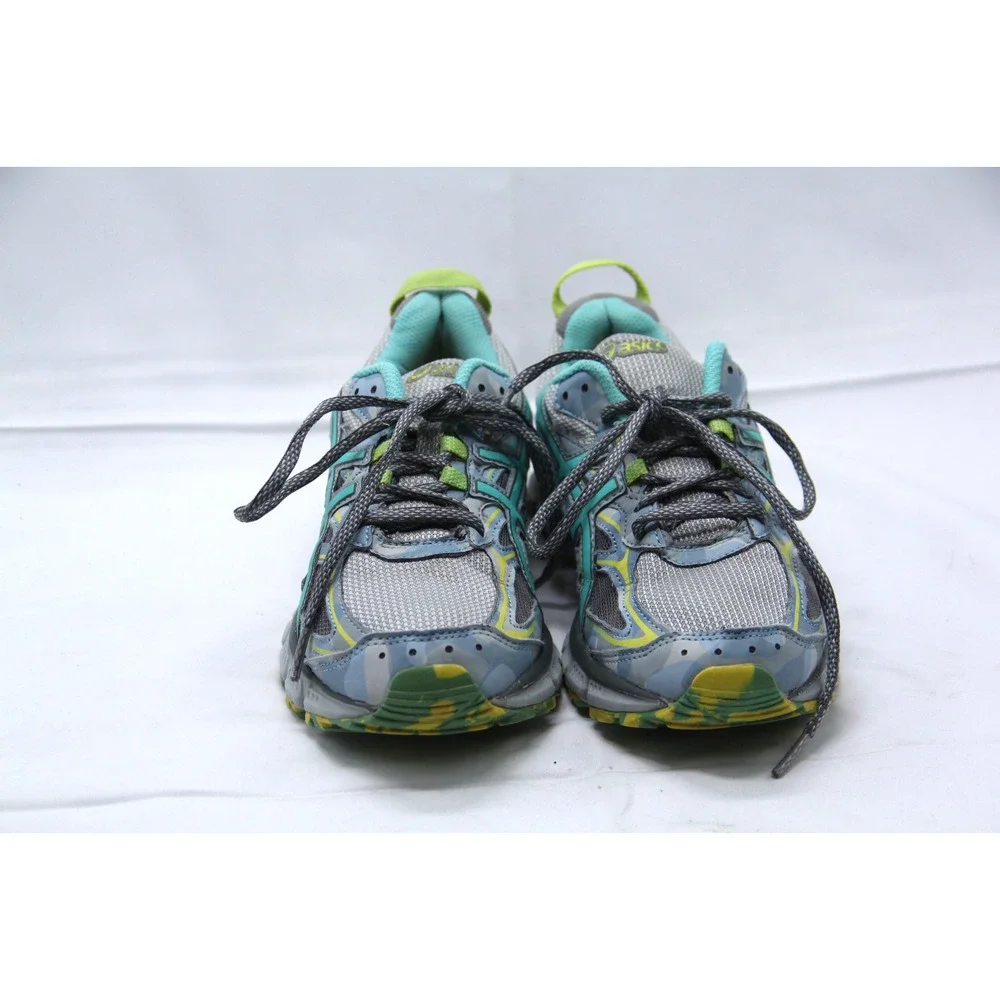 Asics Gel Scram 3 Running Shoes Women's Size 7 Gray Teal Camo Trail T6K7N